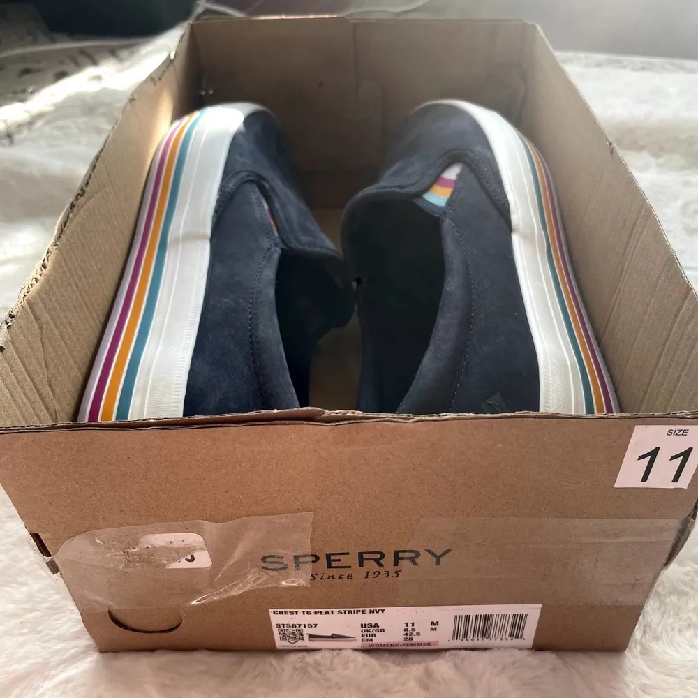 new Sperry Crest Twin Gore Platform Rainbow Stripe Slip On Sneaker size 11 - Image 6