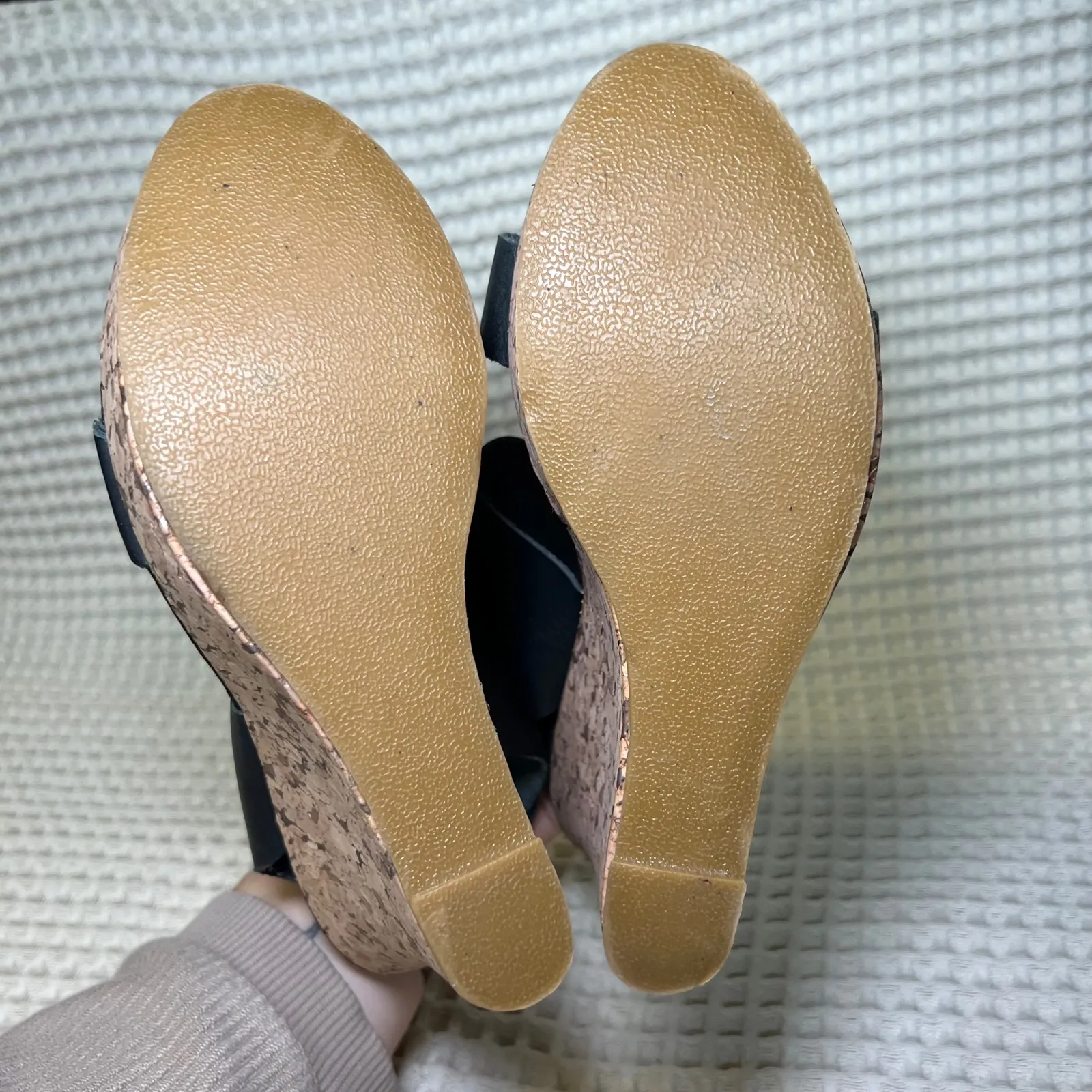 Corkys Elite Black Leather Cork Wedge Sandals Women's Ankle Strap Buckle 9.6 Size 9.5 - Image 5