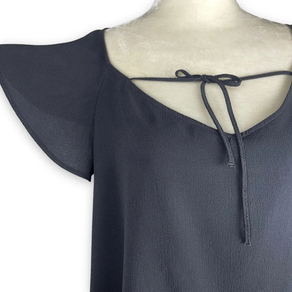 Topshop Flutter Sleeve Tie Detail V-Neck Blouse - Image 4