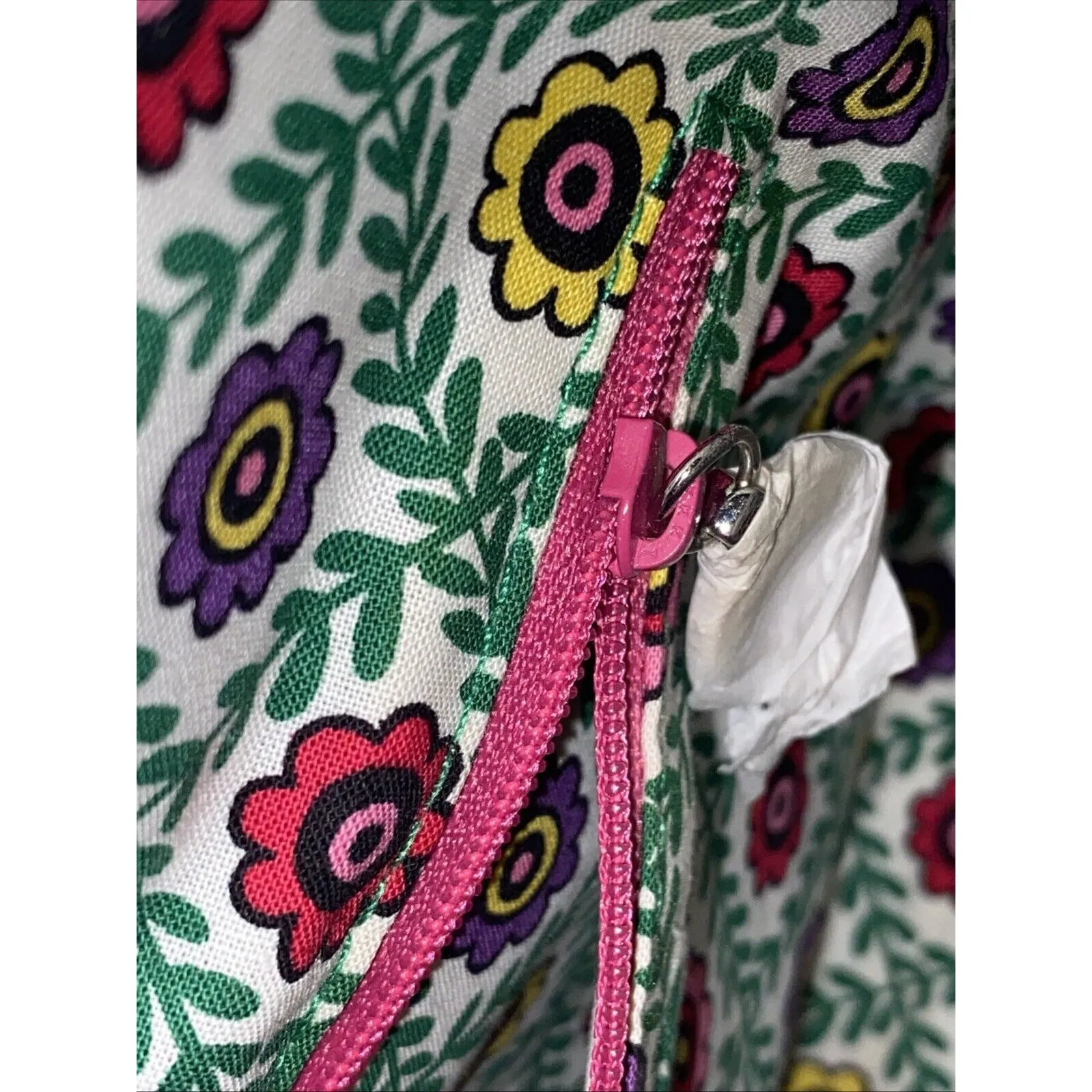 Viva La Vera Bradley Hand Bag Tote Bamboo Handle Pink Cream straw - Image 10