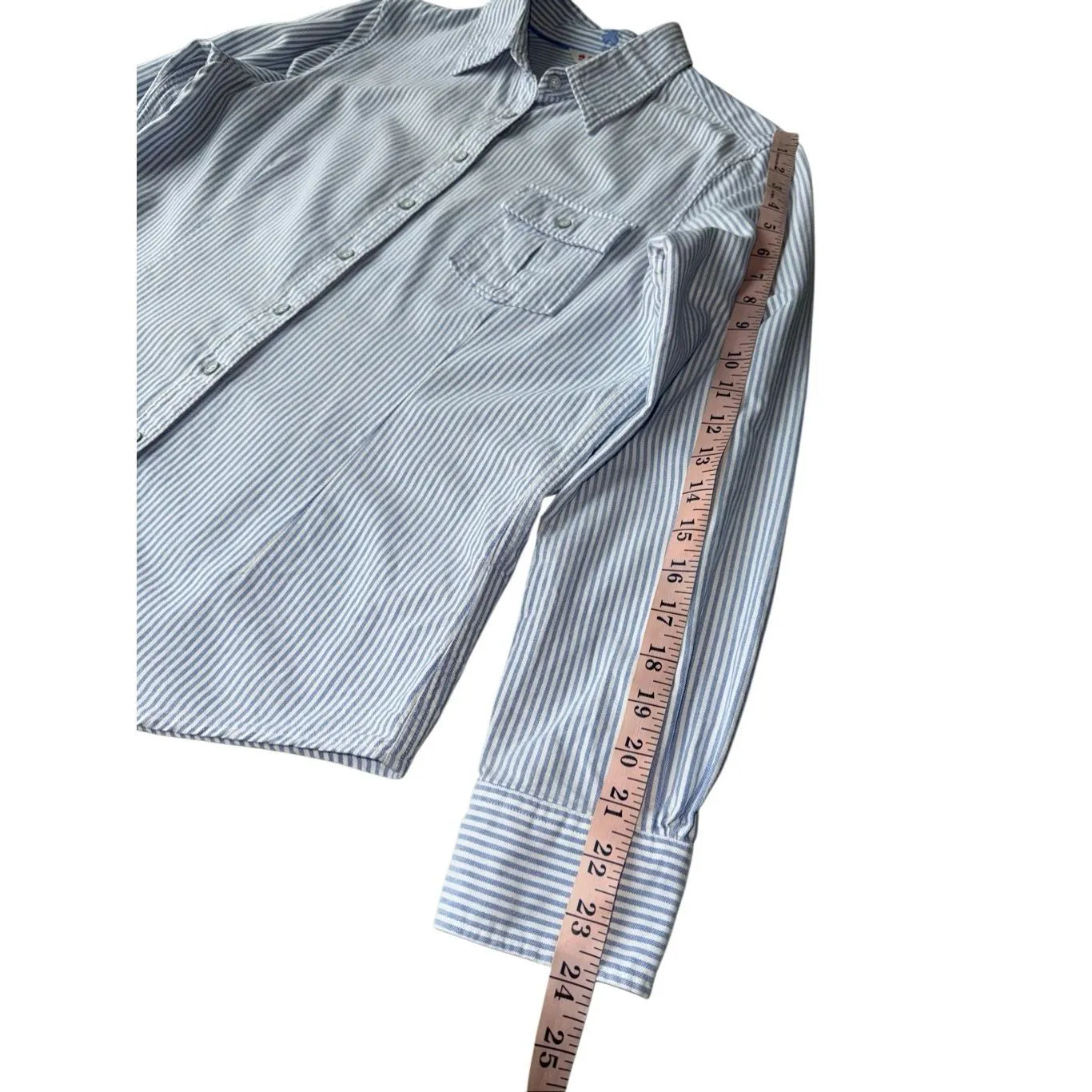 Brooks Brothers Blue & White Striped Oxford Button Up Shirt Size M/10 - Image 13