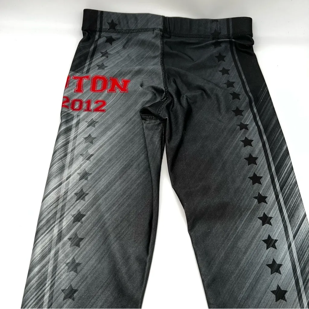 Terez Peloton Black and Gray w/ Stars Leggings w/Red Brand Spell Out-Size S - Image 7