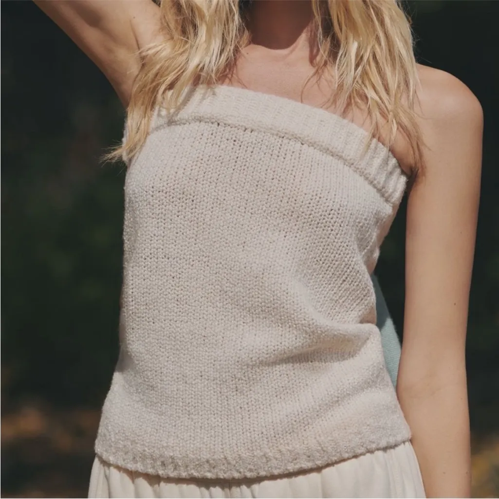 ANTHROPOLOGIE FLAT WHITE Wool Tube Top Sweater Ivory Size S NEW - Image 2