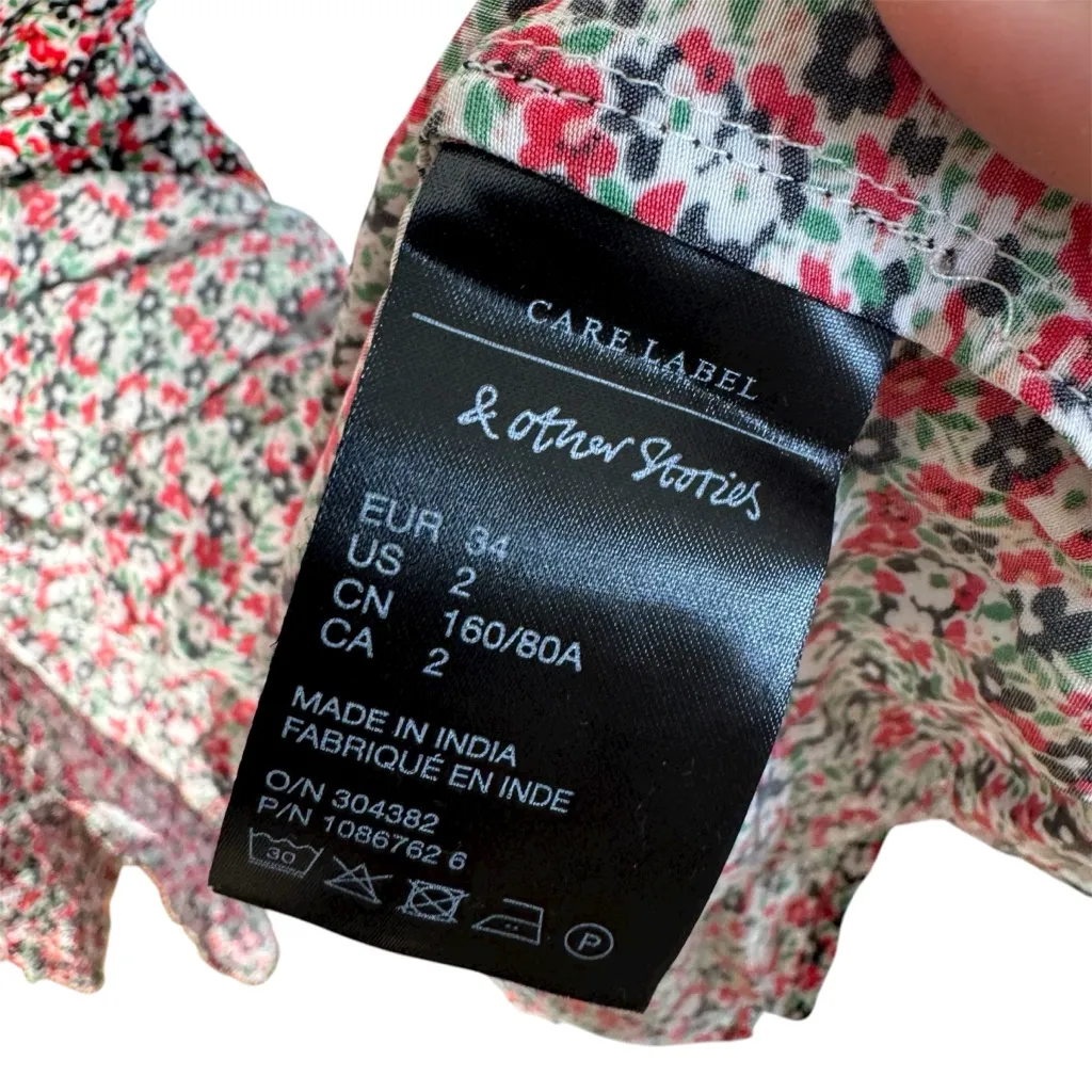 & Other Stories Printed Scallop Wrap Mini Dress EUC - Image 9