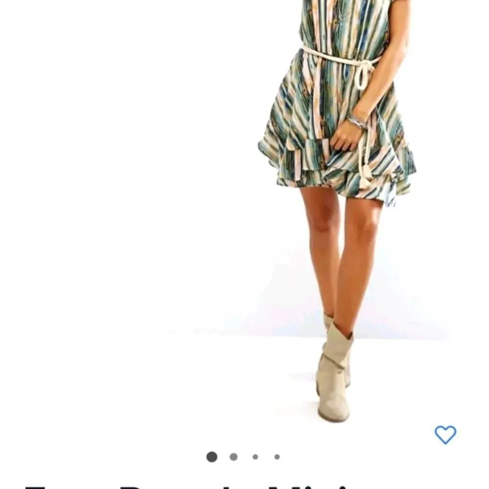 Free people striped multi color ruffle dress S - Image 3