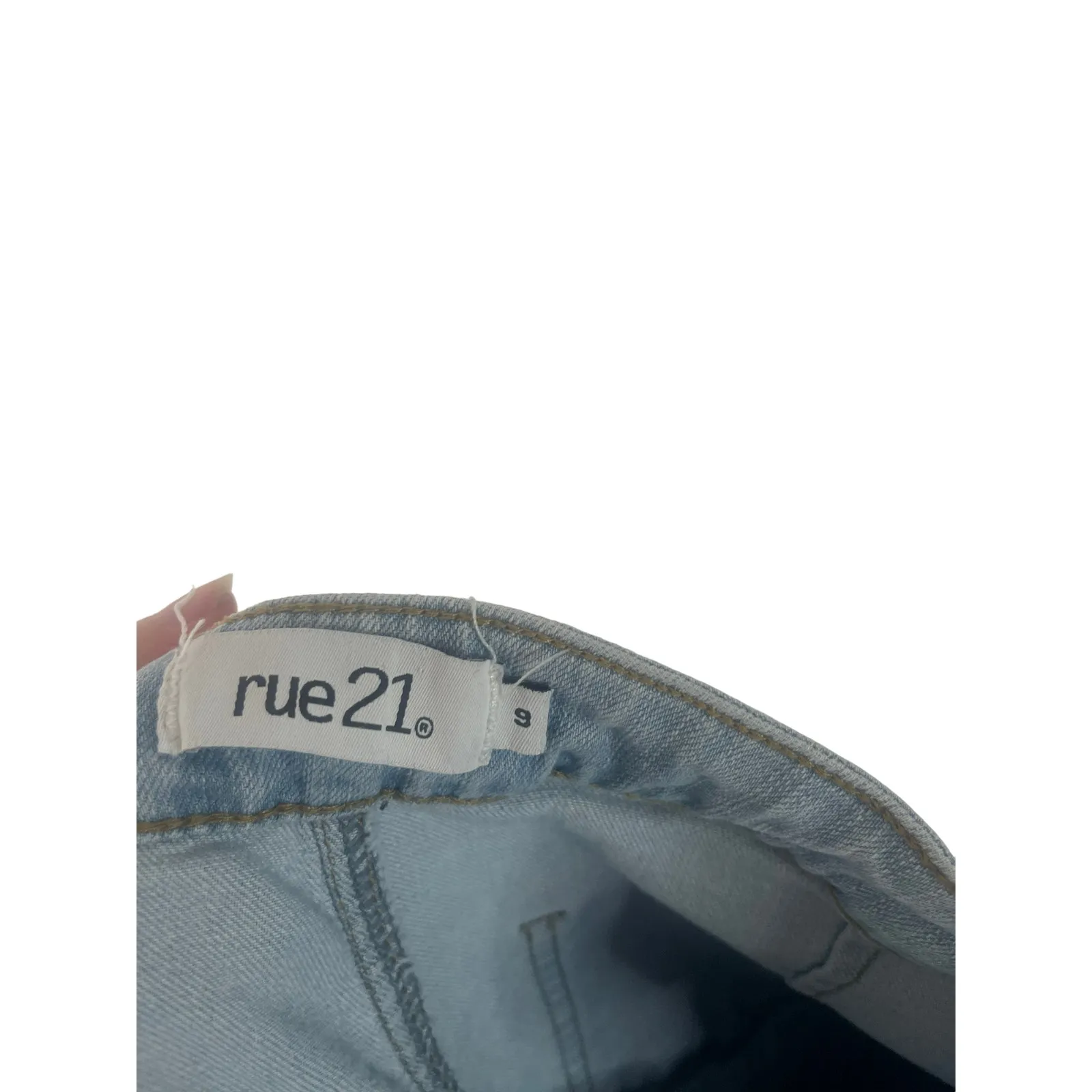 Rue 21 Junior's Size‎ 9 Light Wash Frey Hem High Rise Flare Jeans - Image 8