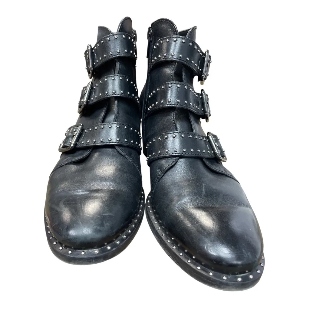 Paul Green Womans Black leather studed moto ankle boots sz 5.5 SKU 9631 - Image 10