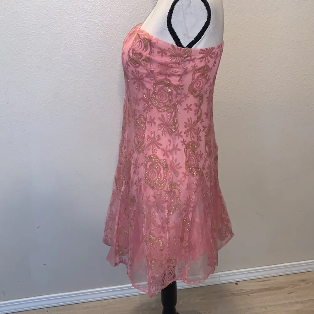 Naranka pink gold sparkly floral pattern strapless formal dress Size undefined - Image 6