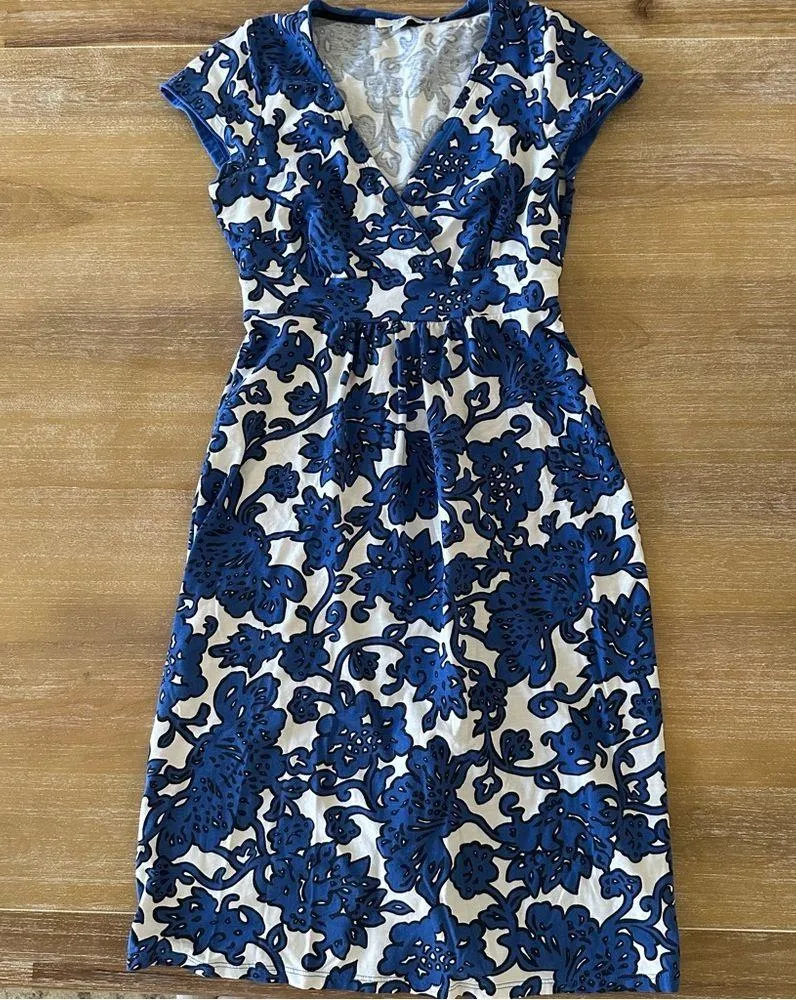 Boden Blue Floral Summer Dress Size 4 - Image 8