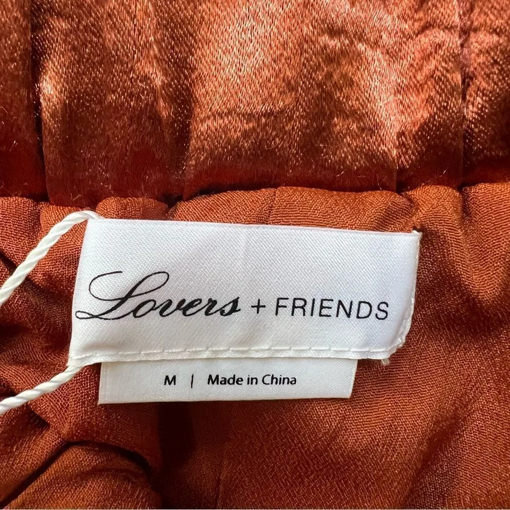 Lovers & Friends Tristan Jogger Satin Side Slit Pants Rust Terracotta Brown NWT - Image 8