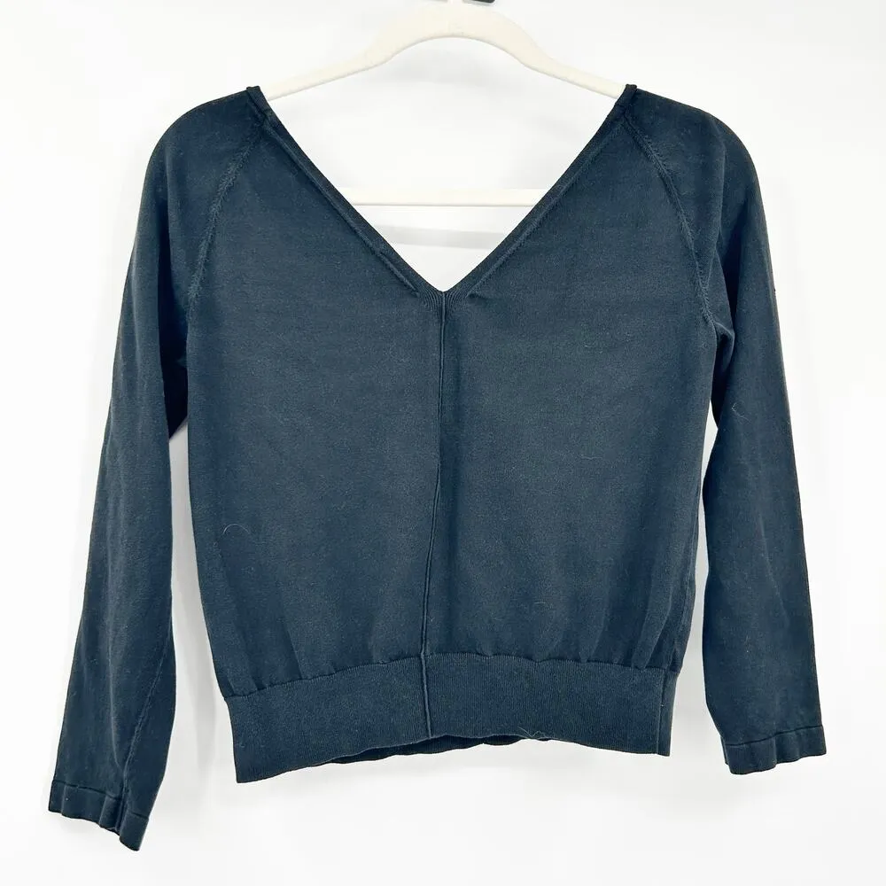 NWOT Akris Womens Elevated Basic Minimalist Mulberry Silk Blend V-Neck Top Black - Image 6