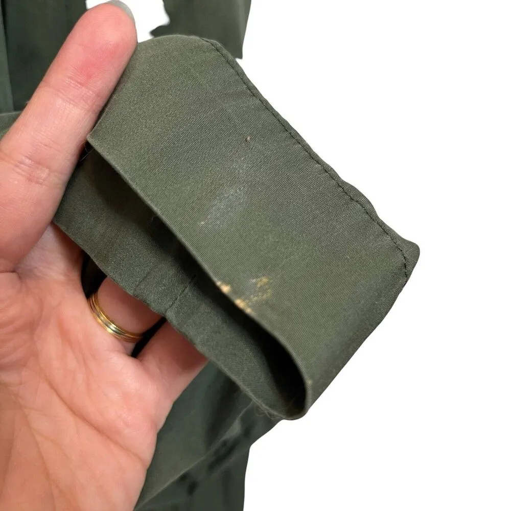 Ba&sh Brigitte Collared Jumpsuit In Green Cropped Cotton Utility Womens Size L - Image 9