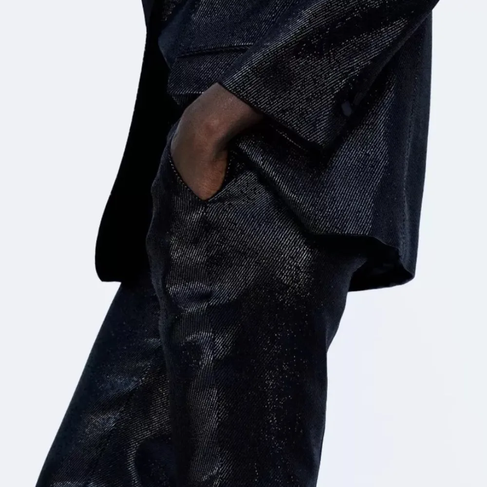 Zara Shimmer Satin Effect Blazer Jacker Black Size S NWT - Image 12