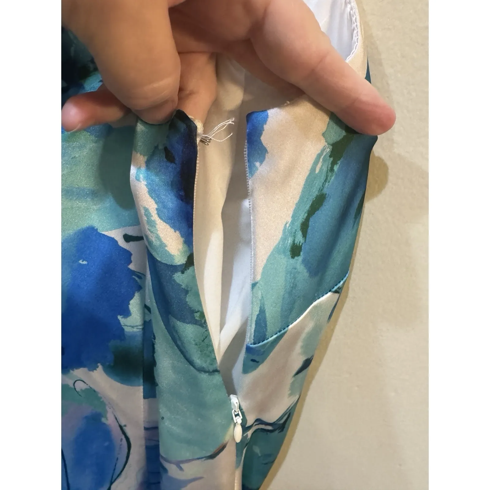 Eliza J Blue Satin Asymmetric One Shoulder Evening Dress Gown - Size 10‎ - Image 11