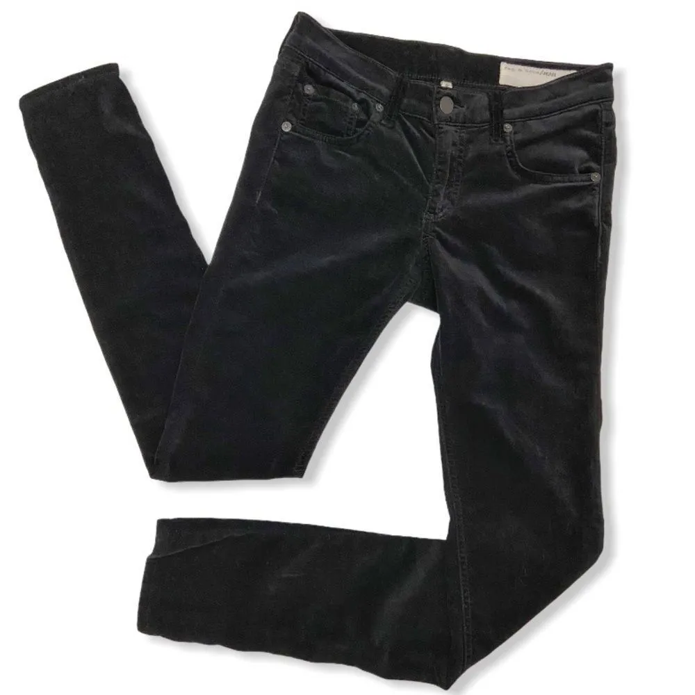 Rag and Bone  Black Velvet Zipper Capri Skinny Jean - Image 2