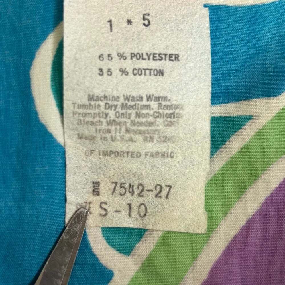 Vintage 70s Wrap Dress Bold Abstract Art Print Blue Purple Sleeveless V neck - Image 10