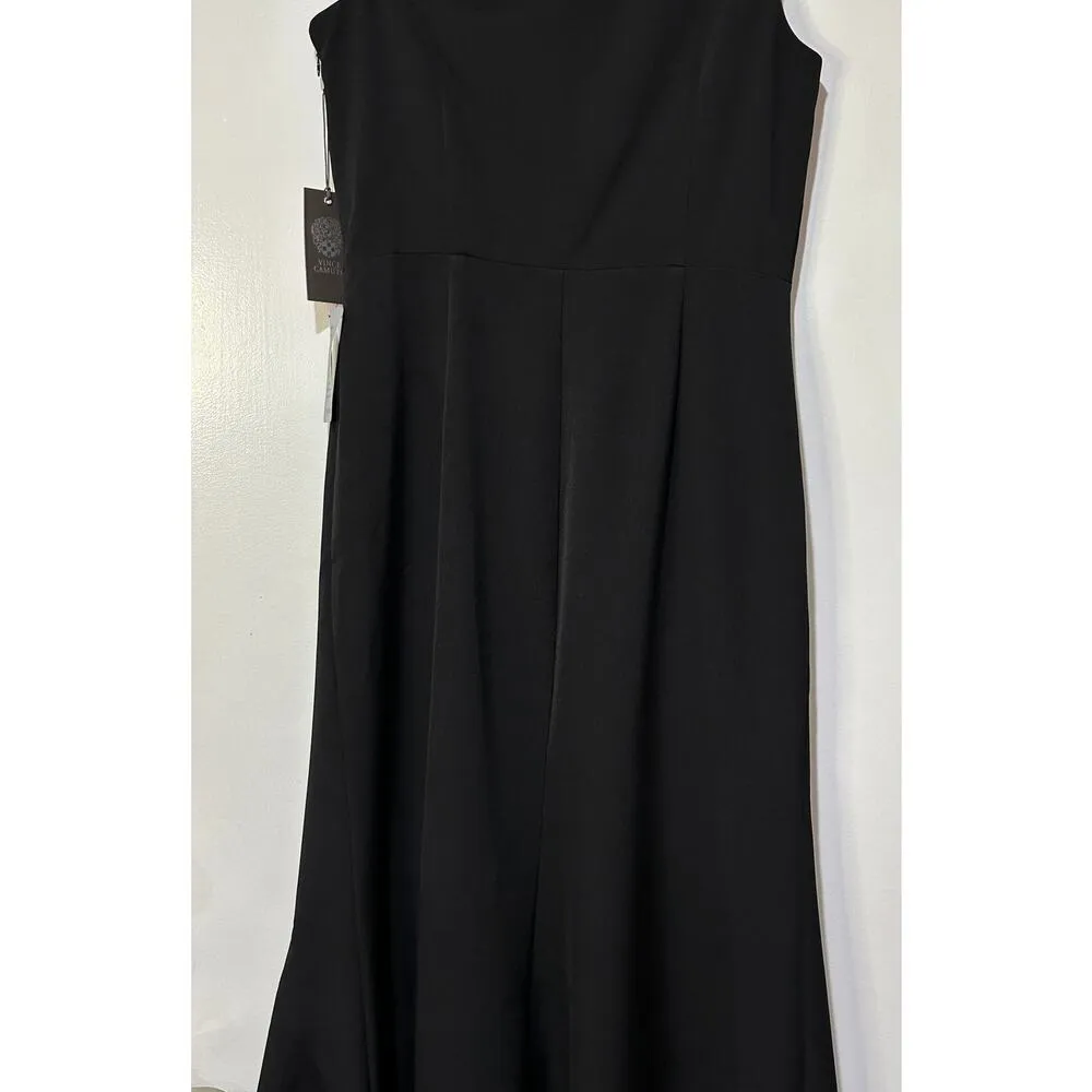 Vince Camuto Ruffle Detail One-Shoulder High-Low Gown Black Size 12 NWT Elegant - Image 12