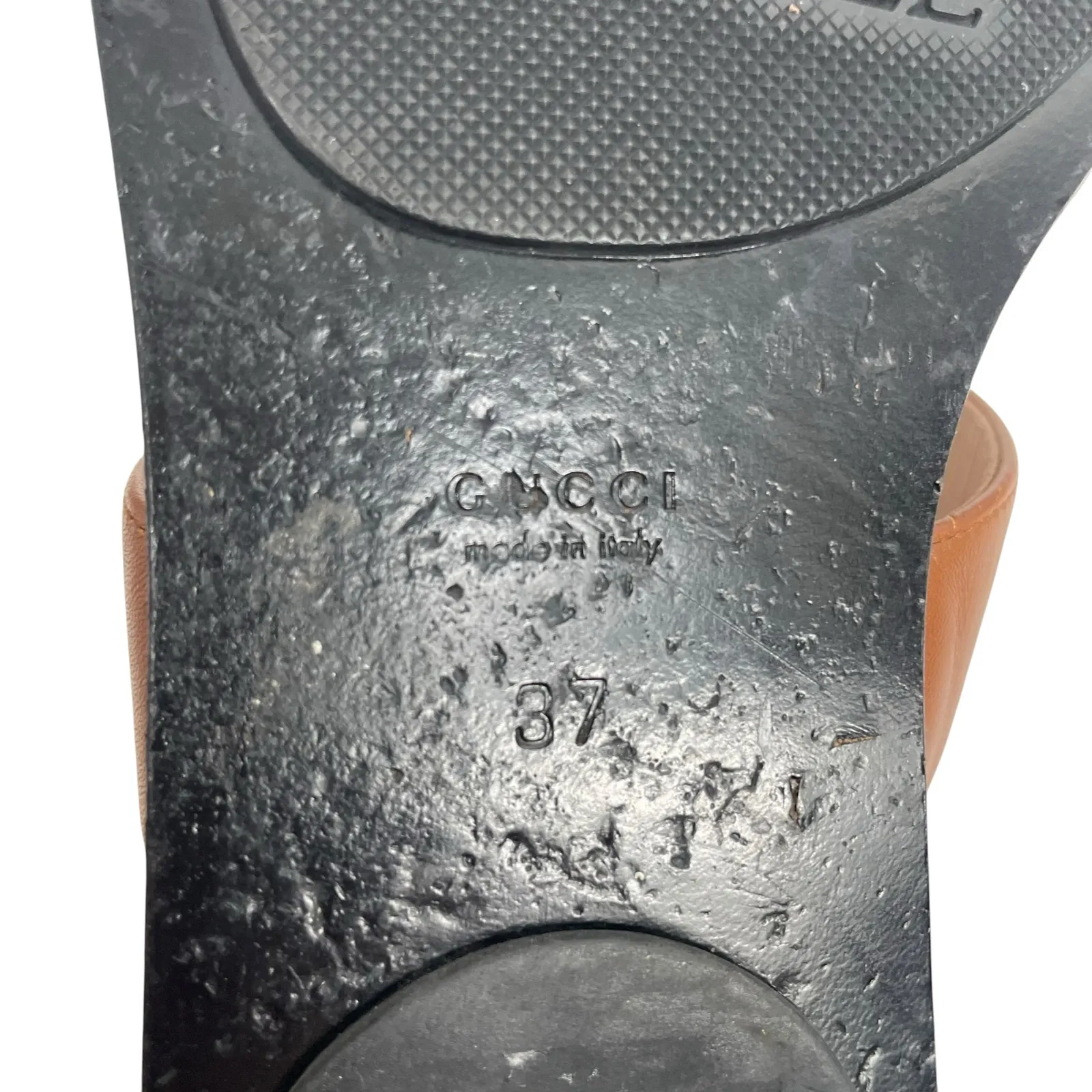 Gucci Leather Thong Sandals Gold Double G Logo Orange Brown Size 37 - Image 8