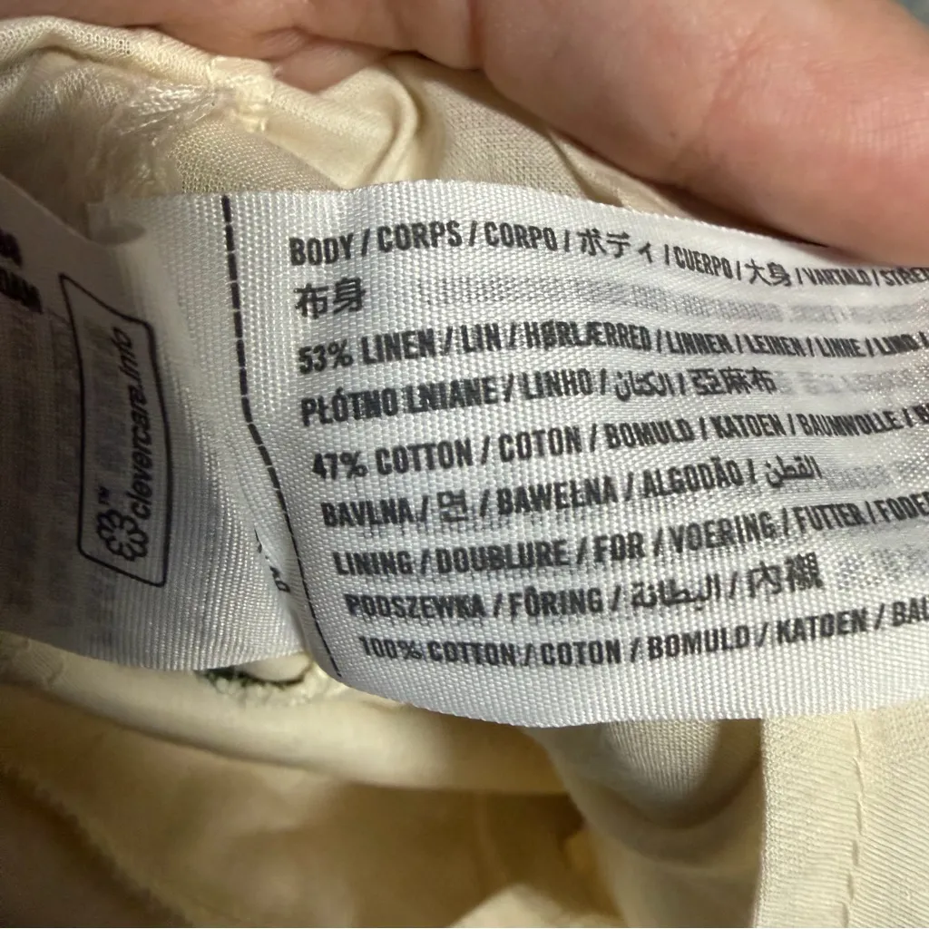 NEW Abercrombie & Fitch Linen-Blend Button Skort in Tan Fruit Pattern Medium - Image 10