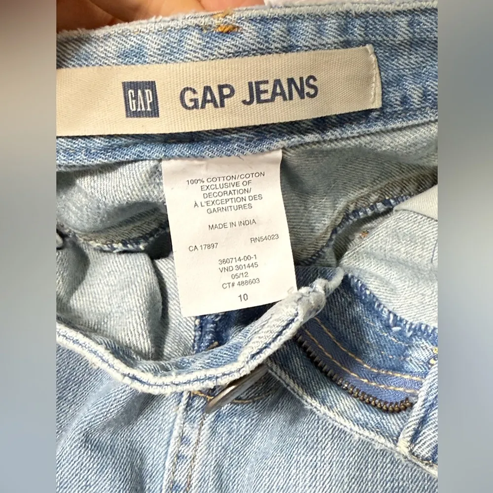 GAP Y2K Denim Mini Skirt Embroidered Appliqué Jeans Blue Cotton Size 10 - Image 10