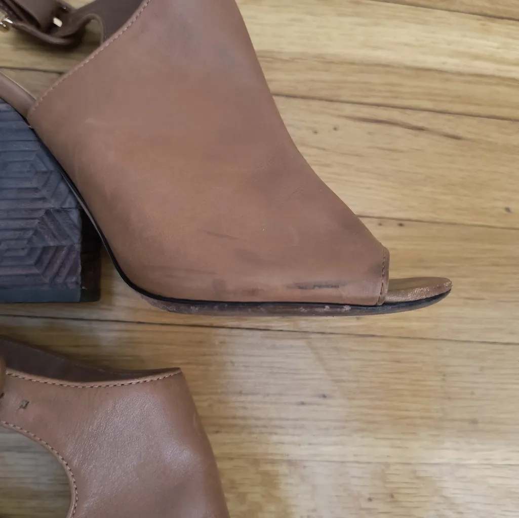 Tory Burch Tan Grove Open Toe Ankle Strap Leather Booties Size 7.5M - Image 4