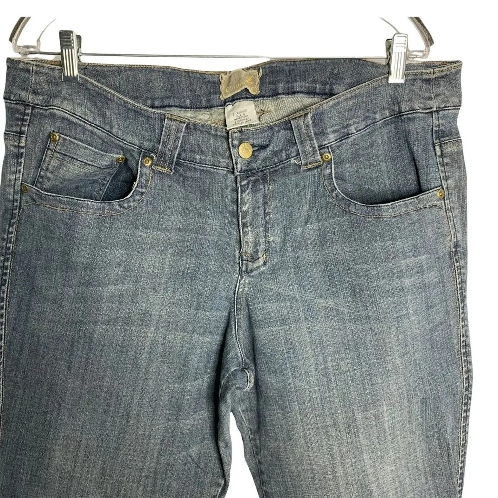 Vintage 90s Z Cavaricci Capri Jeans 18 Blue Stone Wash Denim Pockets Embroidery - Image 2