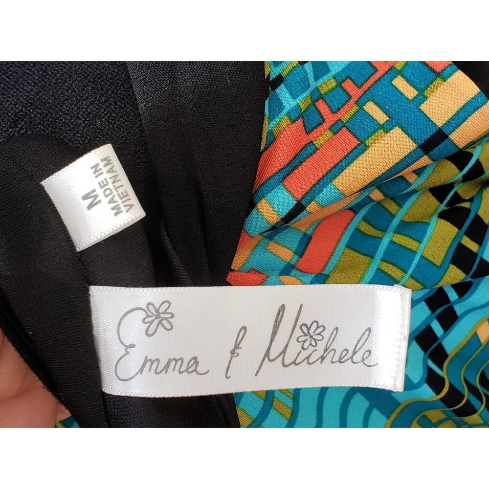 Emma & Michele A Line Dress Womens Medium Multicolor Sleeveless V-Neck Stretch - Image 2