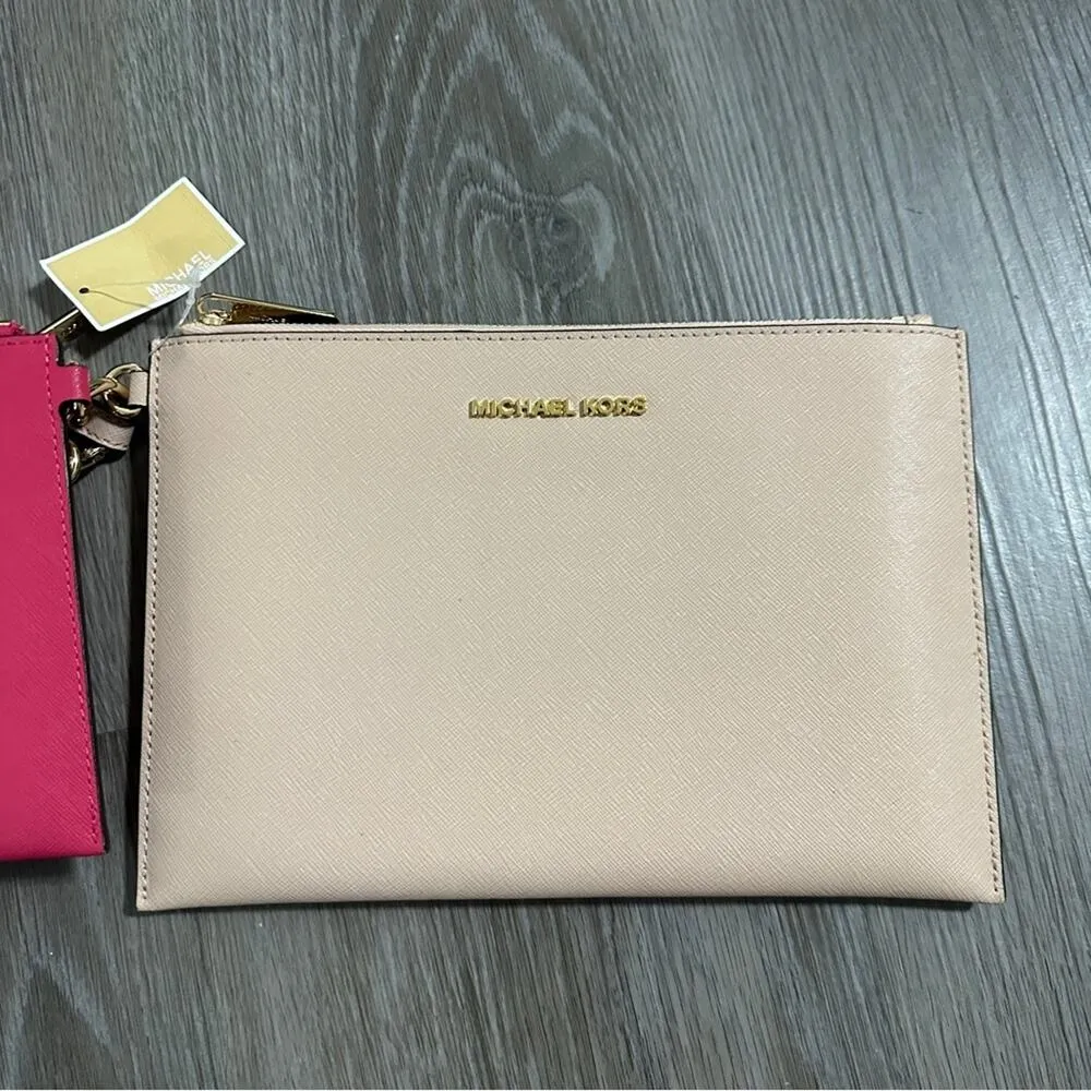 Michael Kors Jet Set Travel‎ Trio 3 in 1 Wristlet in Nude/Magenta Pink/Red NWT - Image 7