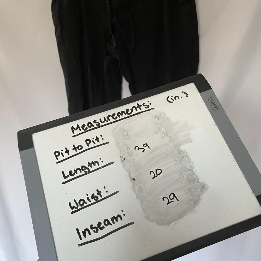 Women's 3XL Black Casual Pants With Drawstring Waist Linen/Cotton Blend light Size undefined - Image 5