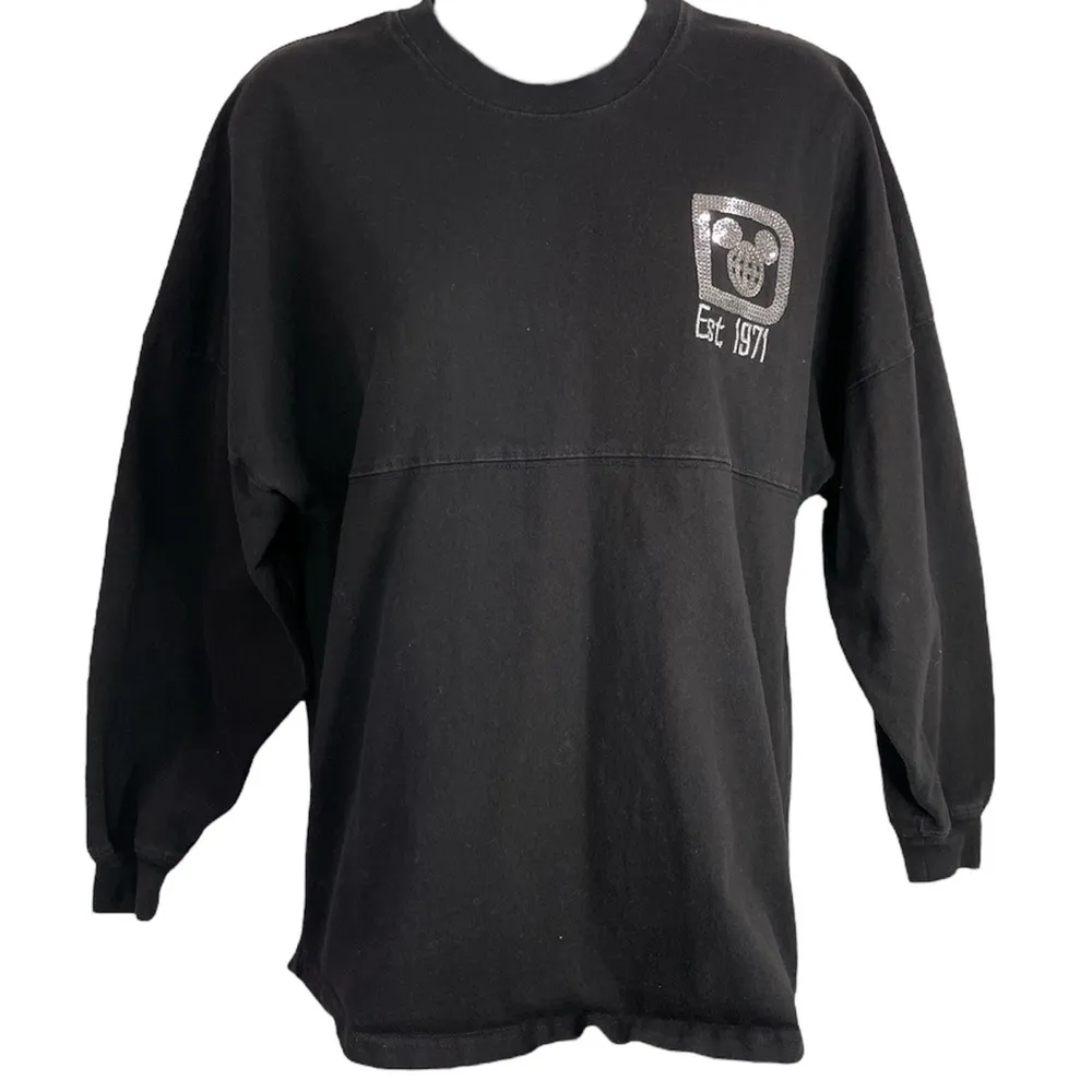 Thick cotton spirit jersey Disney Parks 3/4 sleeve silver sequined 1971 shirt - Image 2