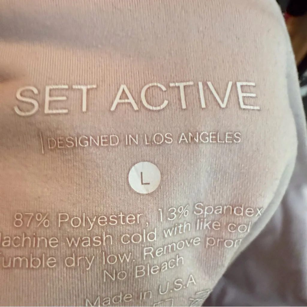 Set Active Womens Bike Shorts Size Large Pale Pink Activewear Performance Yoga - Image 5