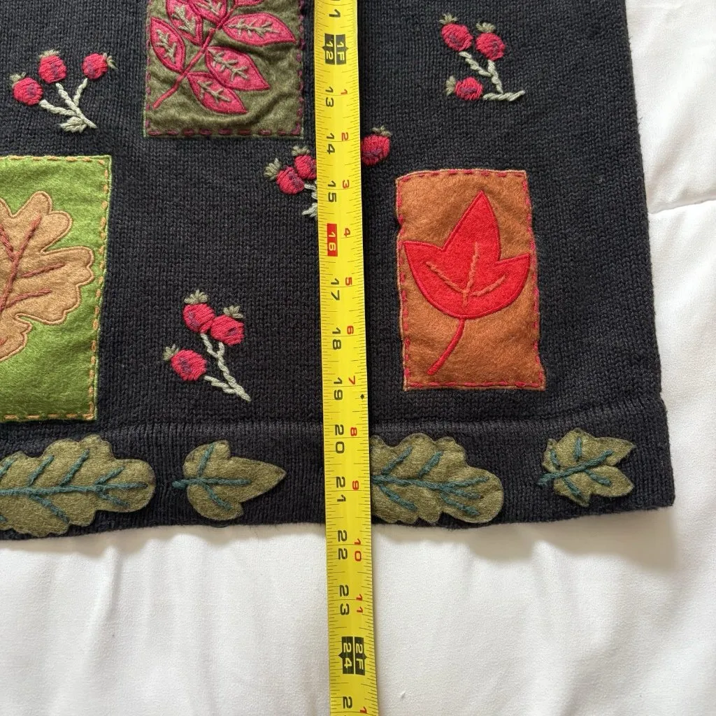 Vintage 90s Y2K Fall Autumn Sweater Womens Size Medium Pumpkin Harvest Teacher Black - Image 7