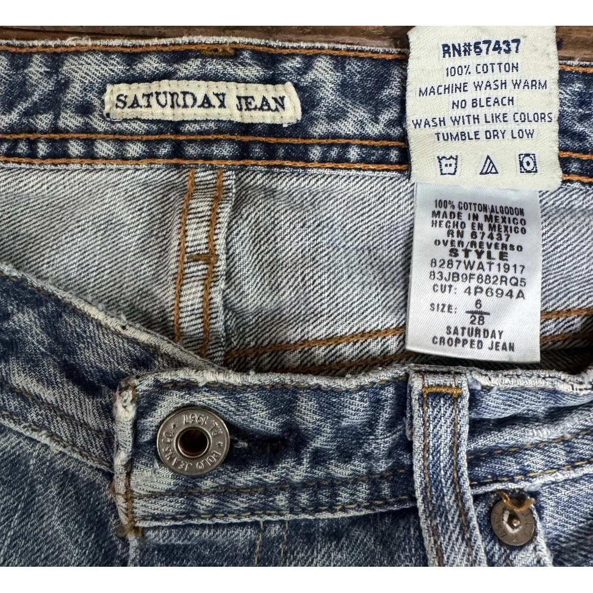 Y2KPolo Jeans Denim Women's Sz 6 28 Stretch Saturday Cropped Jean RL 67 Wide Leg Blue - Image 5