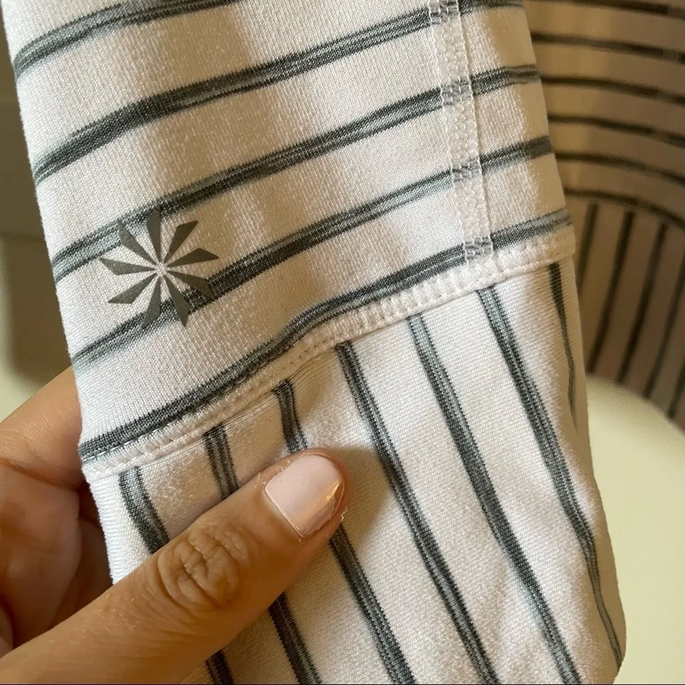 Athleta striped pop space dye black and white pockets workout exercise long - Image 6