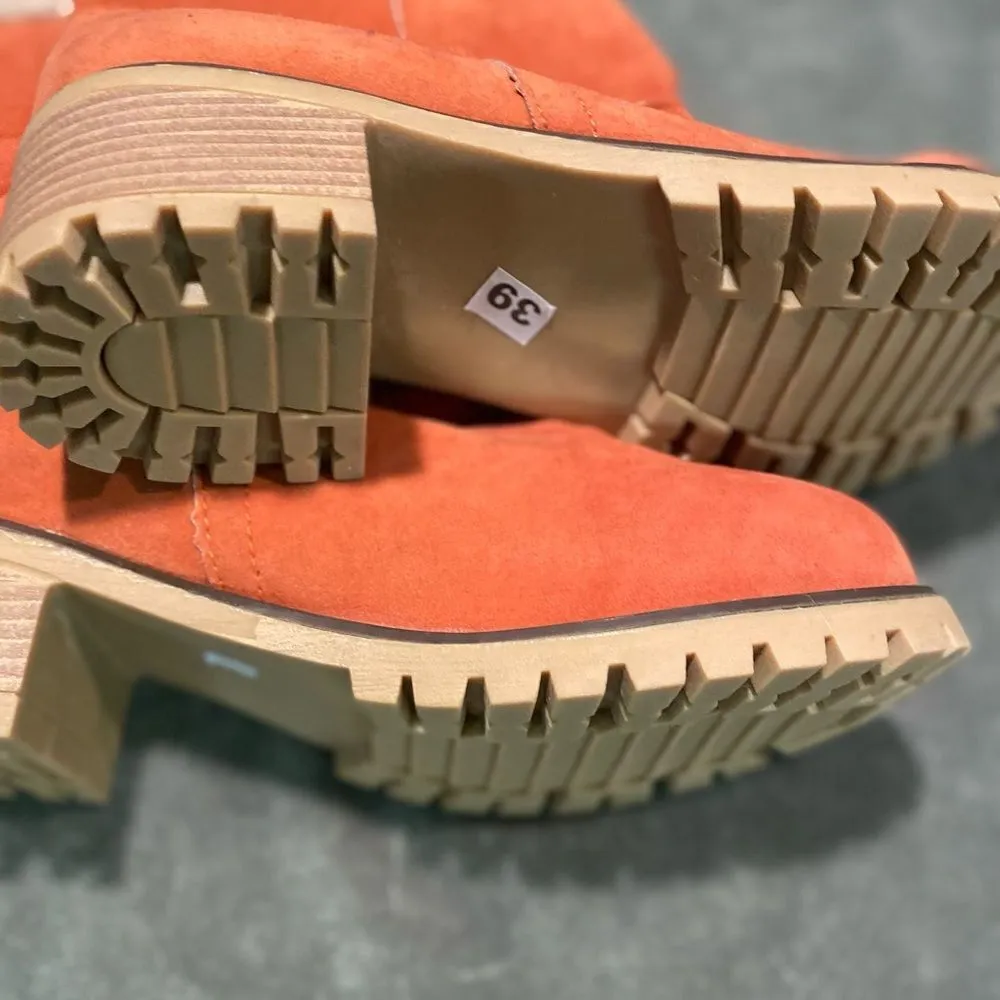 #157 SUEDE Fleece Lining Orange Boots Orange Size undefined - Image 4