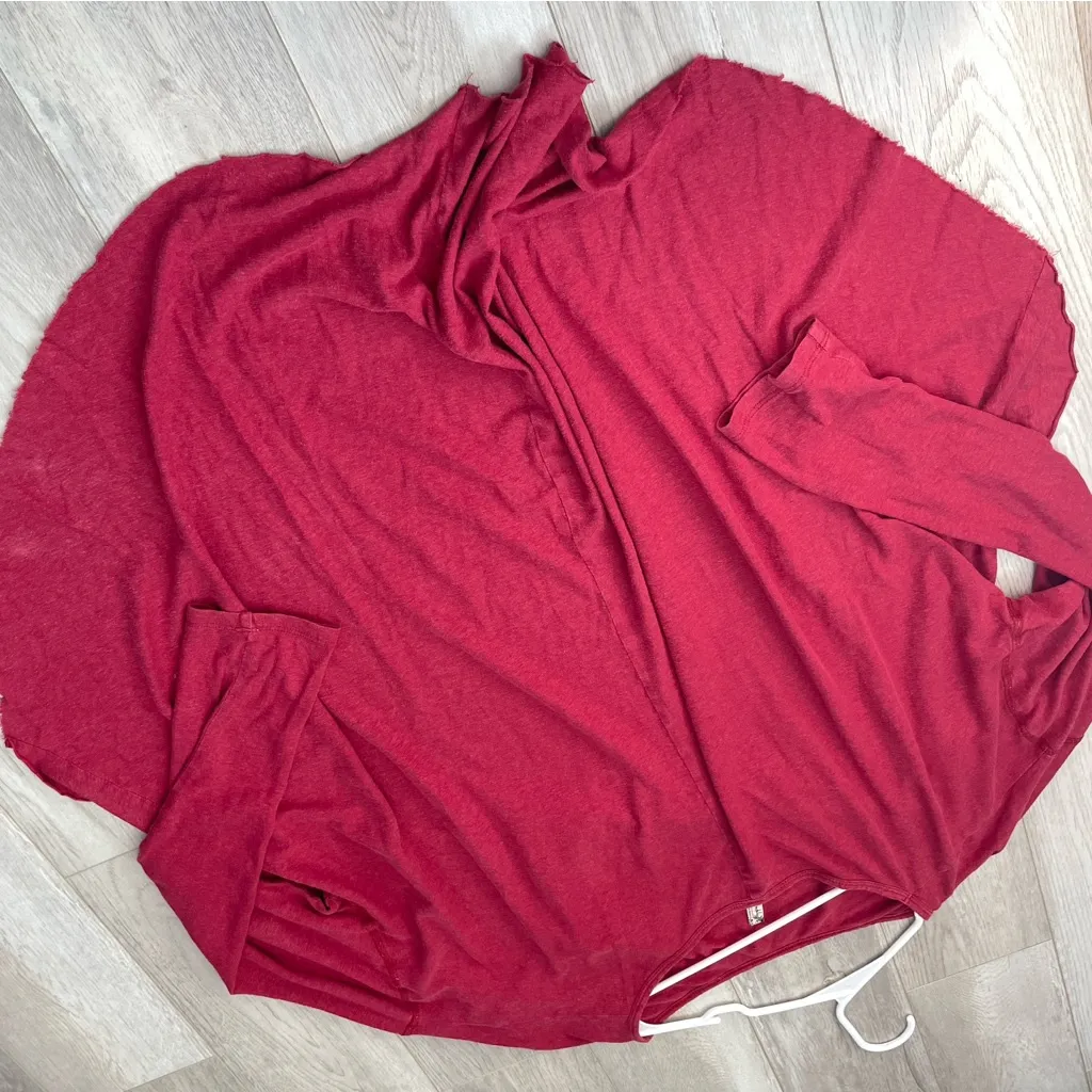 Free People Tshirt high low long sleeve womens Pink (small) oversized boho basic - Image 4