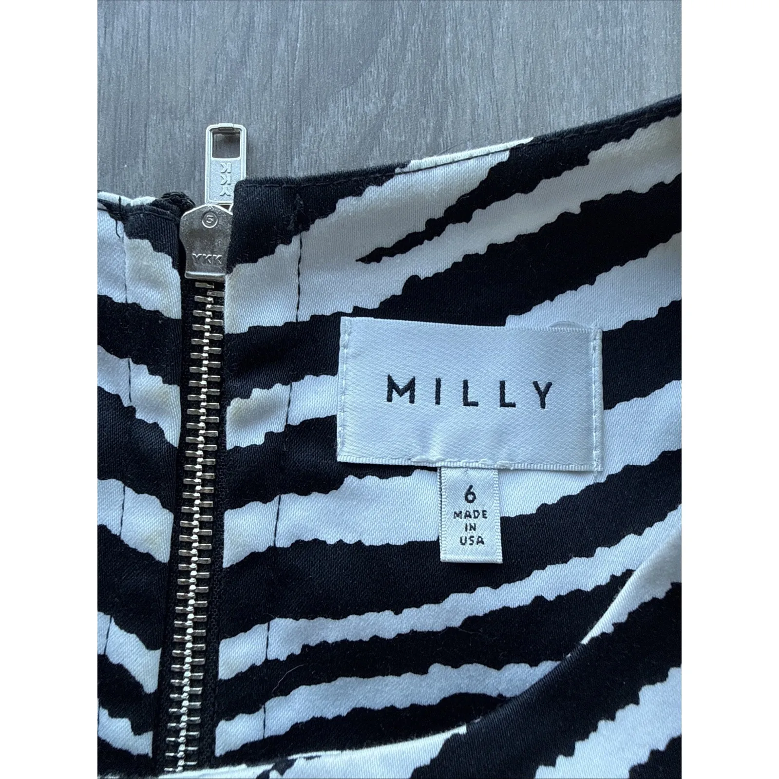Milly Zebra Print Black & White Fit And Flare Knee Length Dress Sz 6 Semi Formal - Image 2