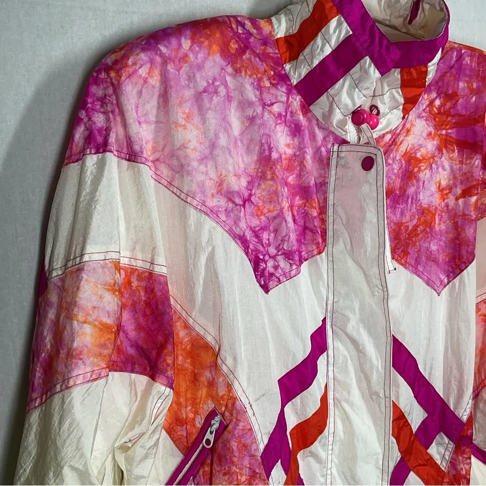 East West Vintage 90s Pink and Orange Windbreaker in Size Large Unisex - Image 9