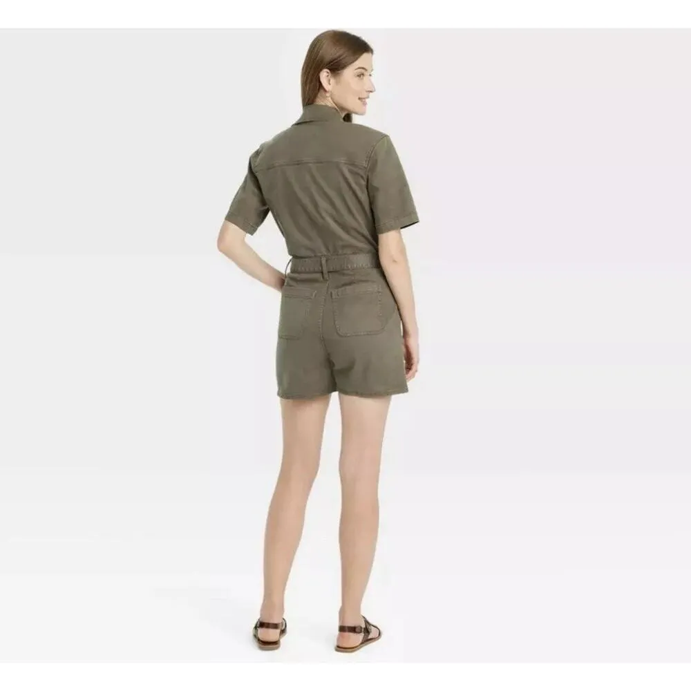 Universal Thread Olive Green Utility Romper Women's 2 NWT - Image 3