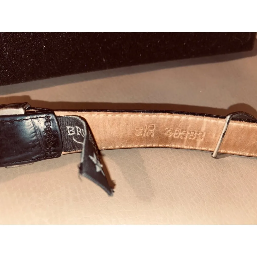 Leather Belt Size 30 Brighton Black Western Gold Silver Accents Buckle Conchos - Image 8