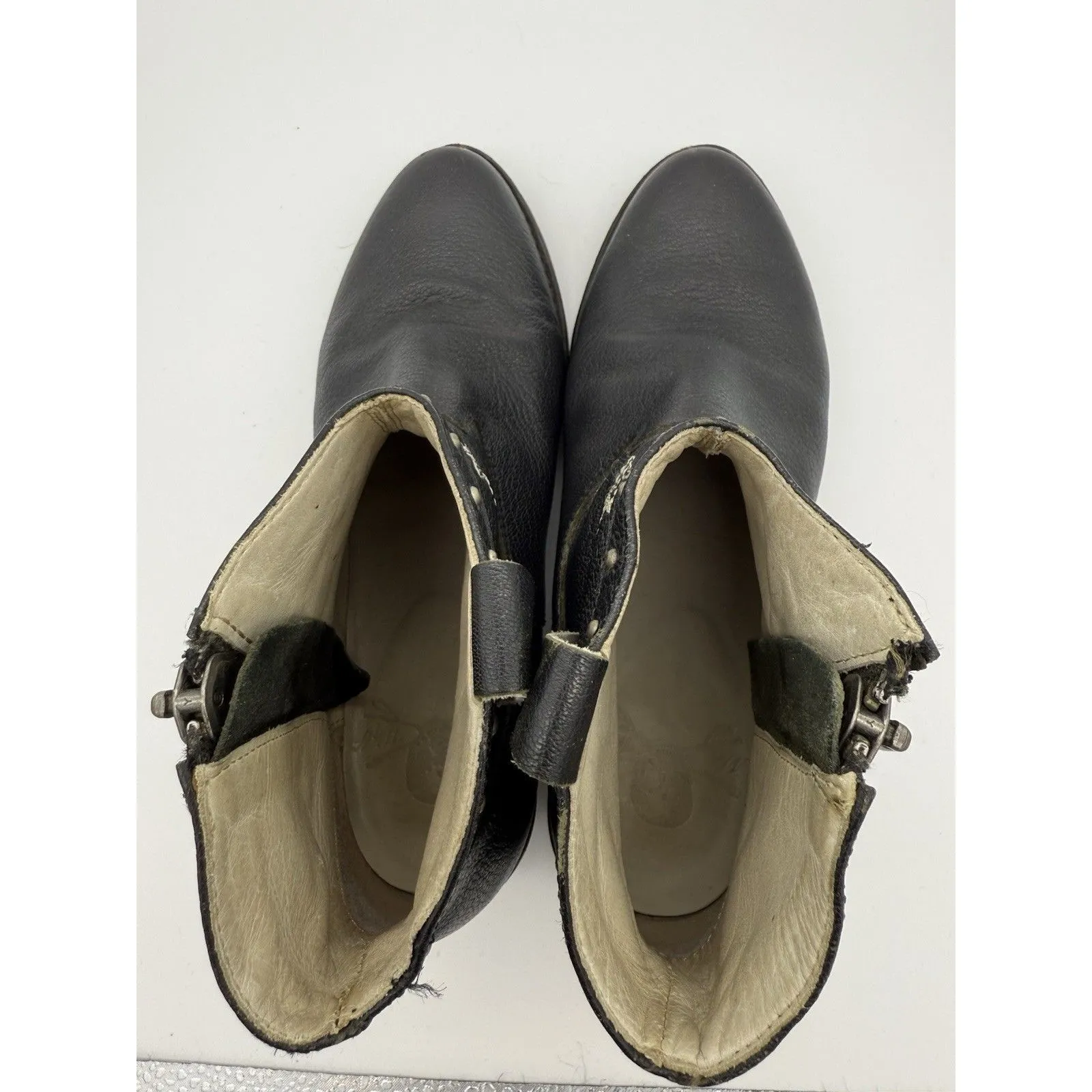 Mr. Wolf Ankle Boots Womens 7.5 Black Leather Bootie Low Cowboy Western Country - Image 6