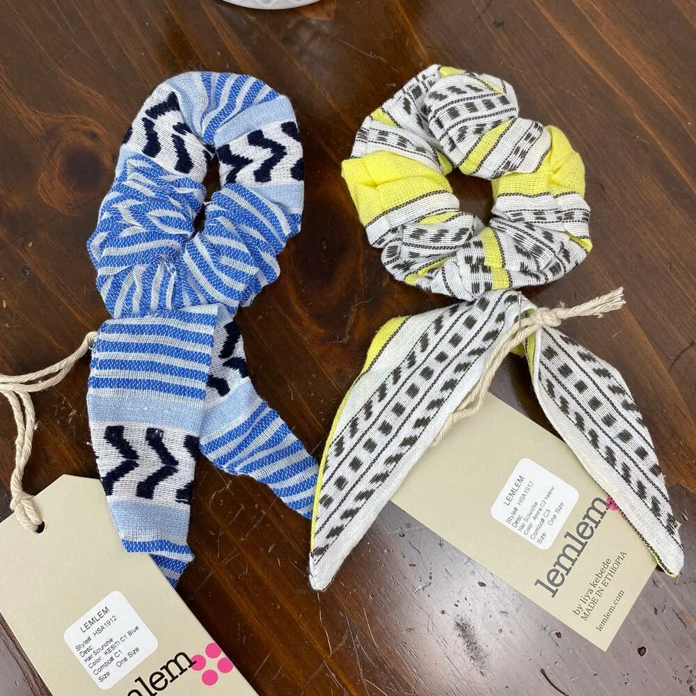 LemLem Set of 2 Stripe Hair Scrunchies NWT Handmade - Image 3