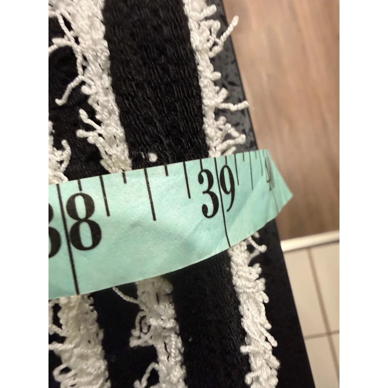 Black White Stripe Flare Leg Pants High Waist Textured Knit Size M Size M - Image 7