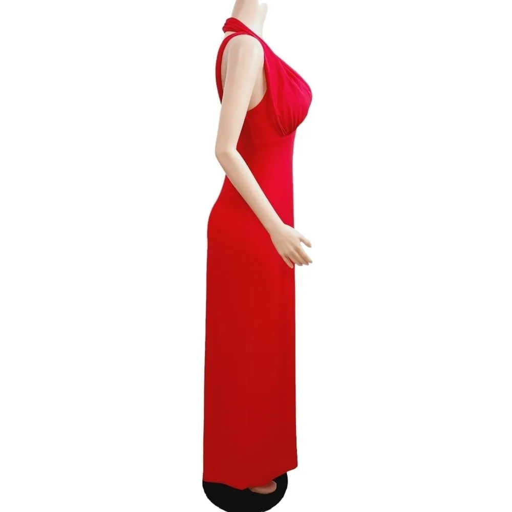 CONNECTED Apparel Beautiful Red Long Strapless Evening Dress Size: 6 - Image 10