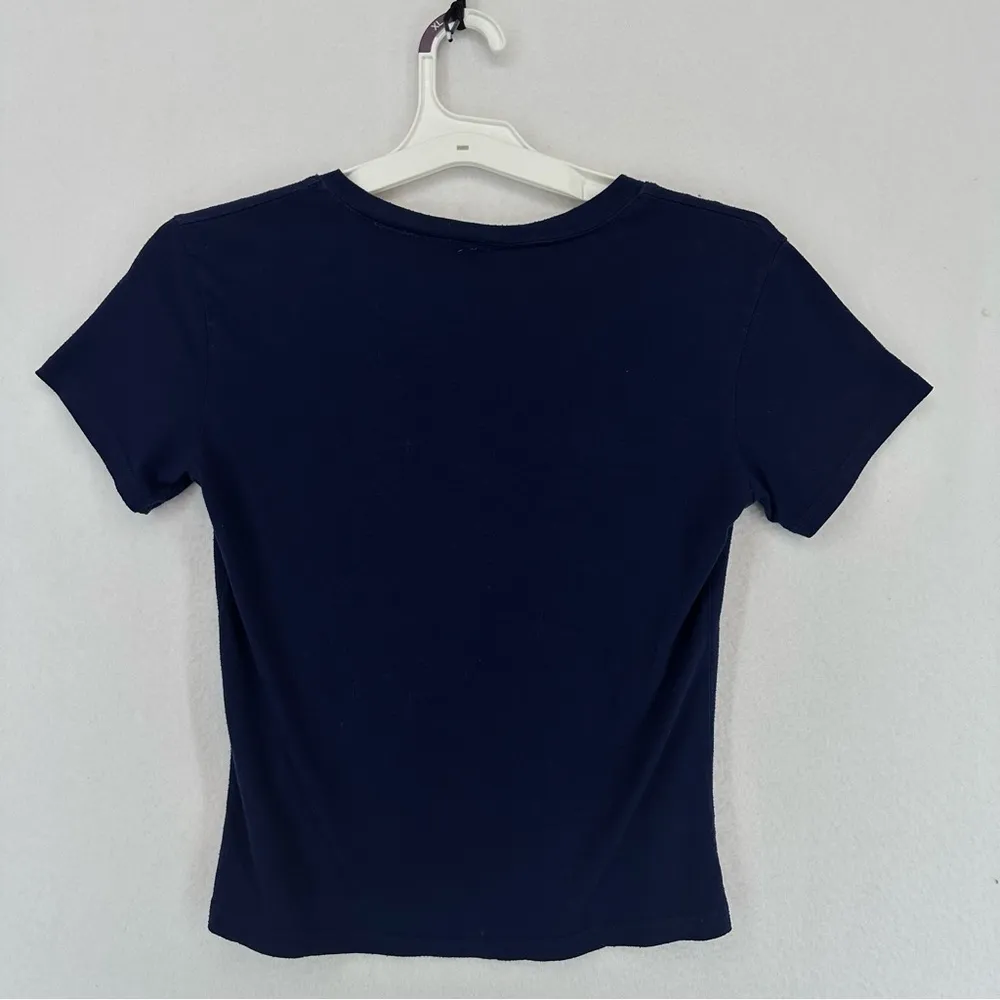 Basic Short Sleeve V Neck T Shirt Women’s XS Blue - Image 5