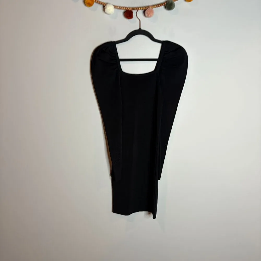 AQUA Long Puff Sleeve Bodycon Mini Cocktail Dress Black - Image 5