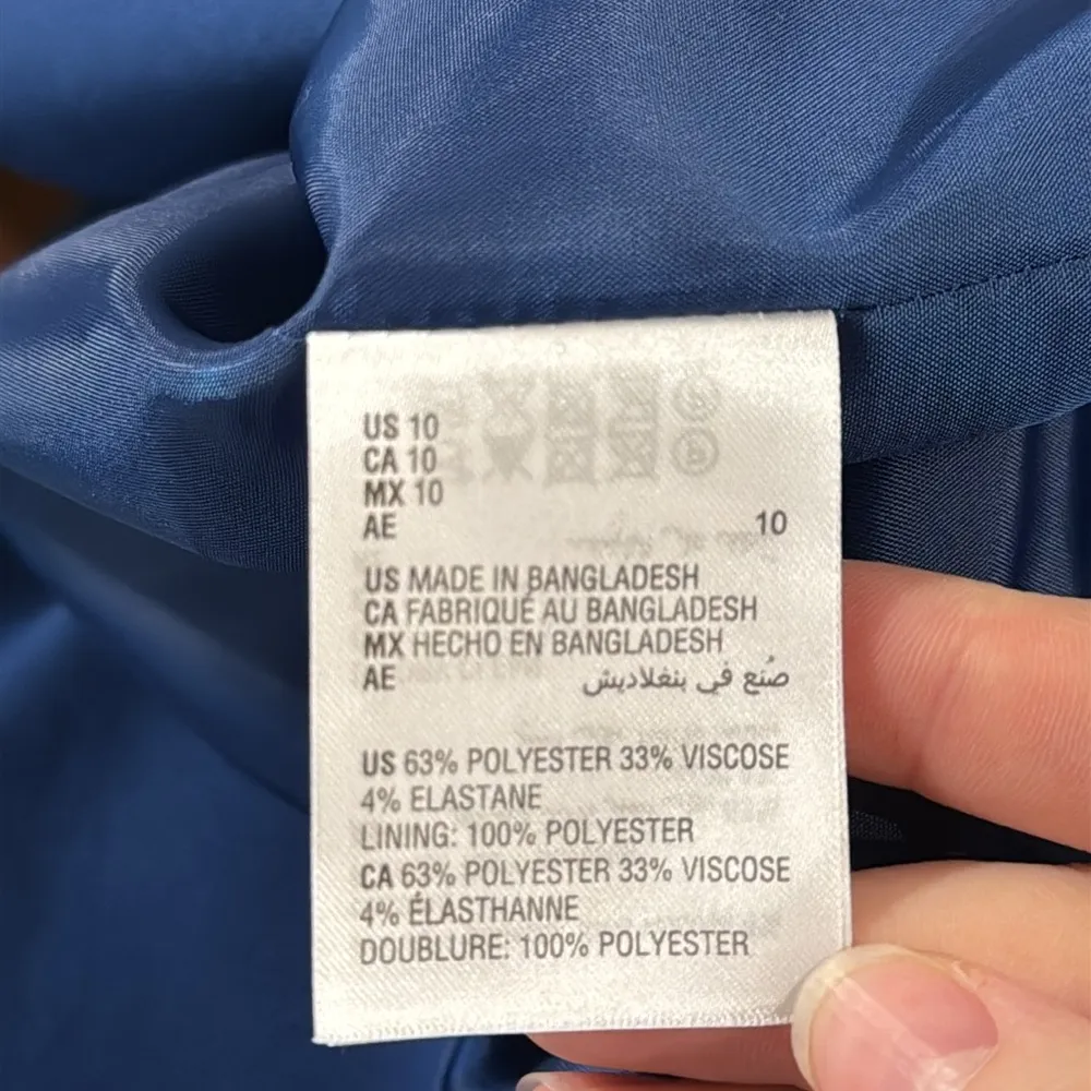 Bar III Solid Blue Notched Lapel One Button Blazer Jacket Size 10 - Image 15