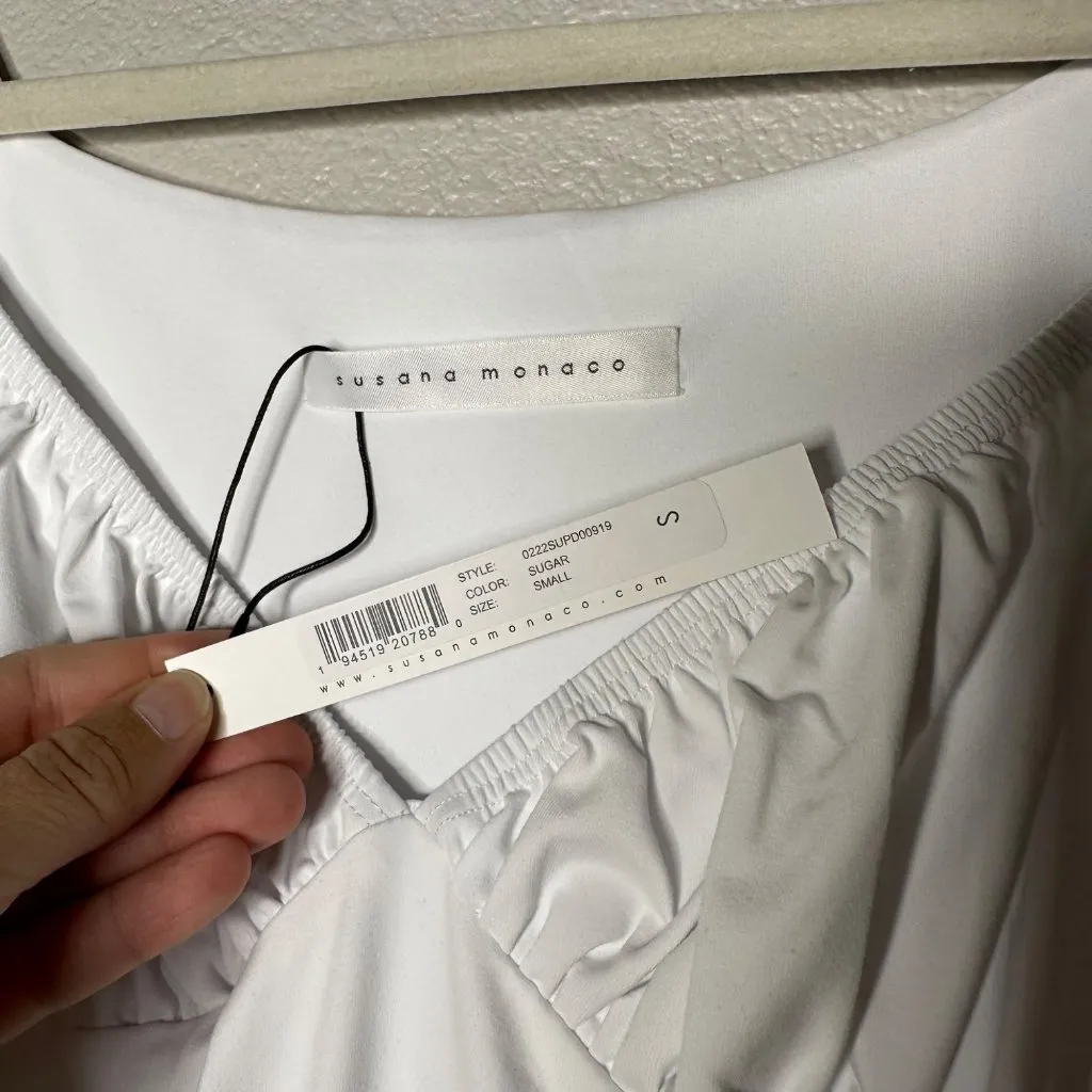 Susana Monaco Off-The-Shoulder Midi Dress Size Small High Low Hem White New - Image 9