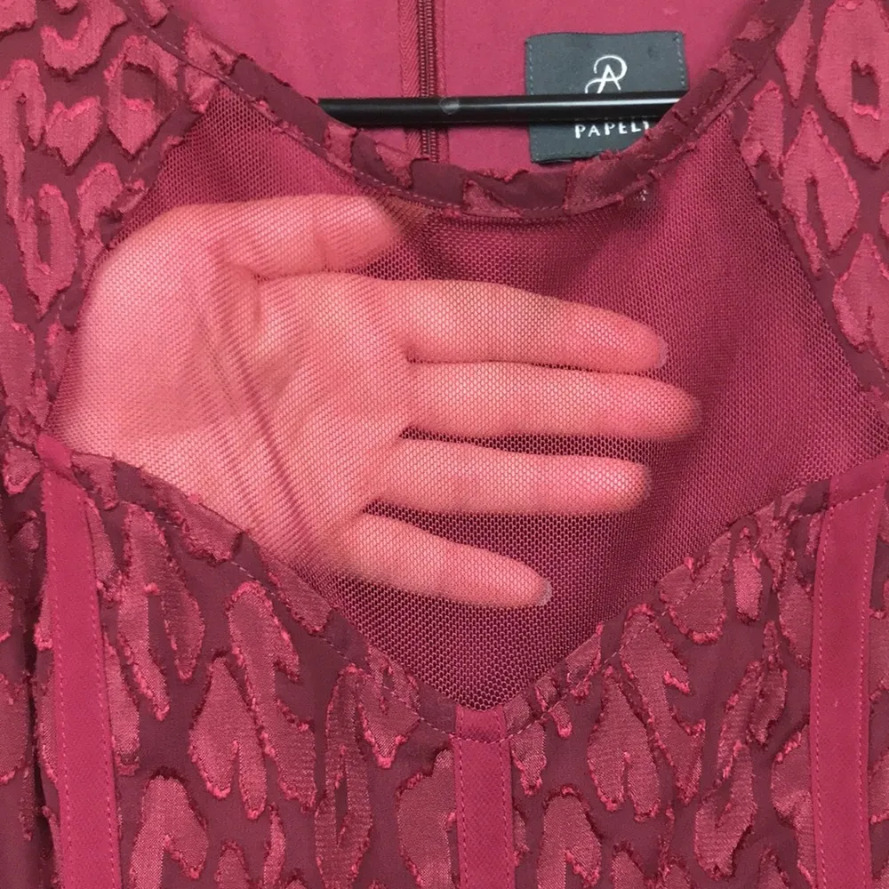 Adrianna Papell Women’s Textured Pattern Net Bust Burgundy Tank A-Line Dress - Image 4