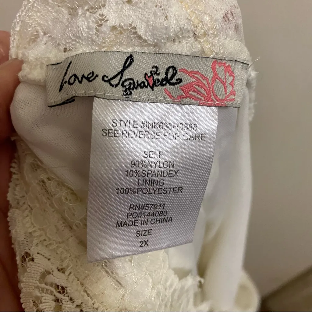 Love Squared Womens Ivory All Lace Midi Tank Dress 2X 2XL A Line Bust 46” - Image 9